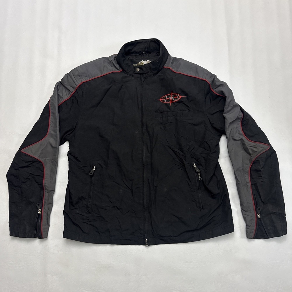 Vintage Harley-Davidson Jacket Mens XL Black Gray‎ Nylon Motorcycle Riding Biker